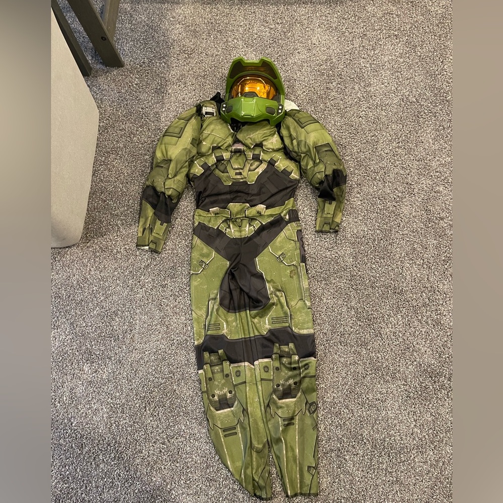 Halo Infinite Master Chief Costume, Kids Size Muscle Padded